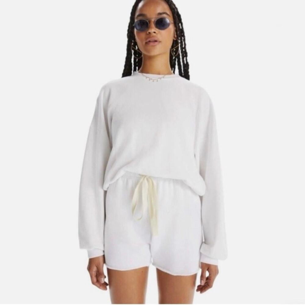 NWT NEW Mother the Loosen Up Crop Cropped Sweatshirt White Small